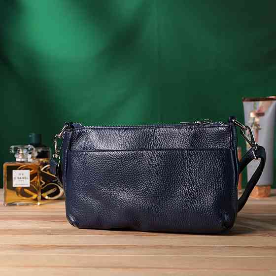 Надійна сумка для жінок на три відділення з натуральної шкіри Vintage 22806 Синій Київ