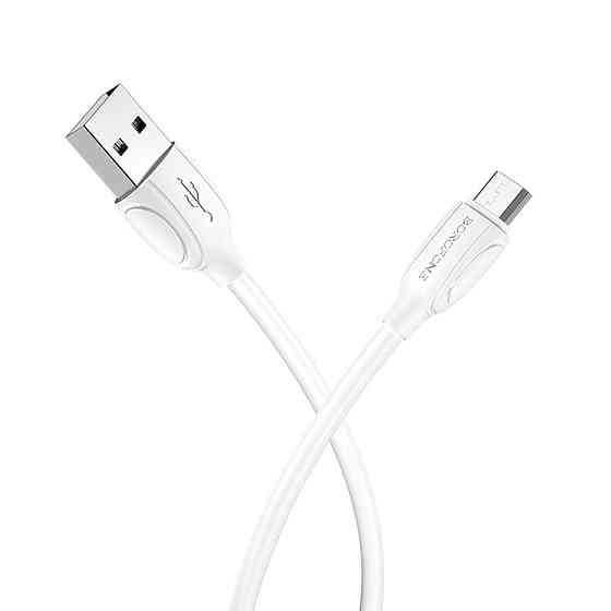Кабель BOROFONE BX19 USB - Micro 2.4A, 1m, PVC, TPE конектори, колір білий BX19MW Одеса