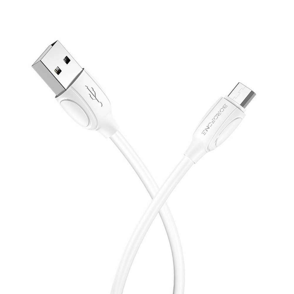 Кабель BOROFONE BX19 USB - Micro 2.4A, 1m, PVC, TPE конектори, колір білий BX19MW Одеса - фото 2
