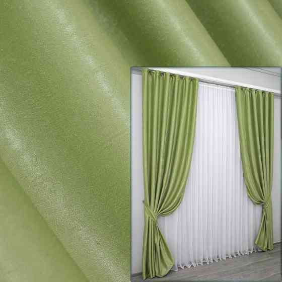 Комплект готовых штор VR-Textil Лен Парма № 1253ш Салатовый 100х275 см 2 шт (31-520) Киев