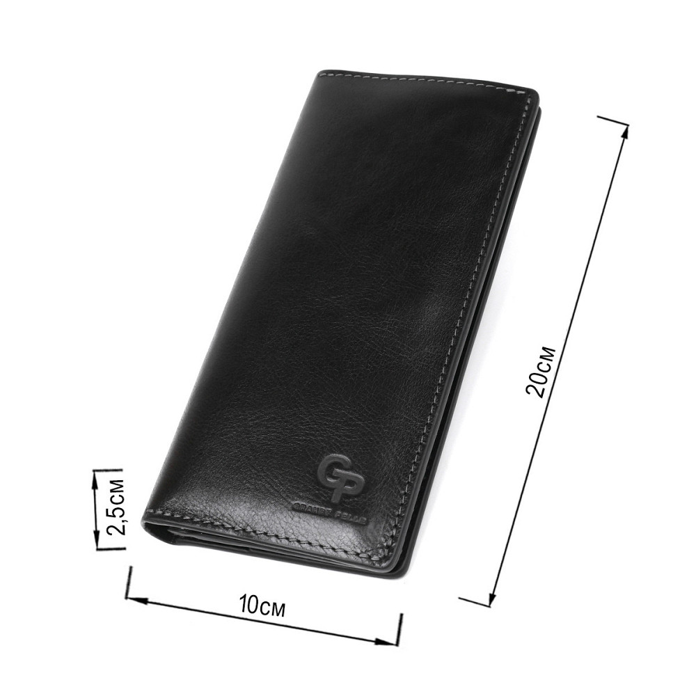 Вертикальний гаманець унісекс на магніті Чорний (GRANDE PELLE) Київ - фото 1