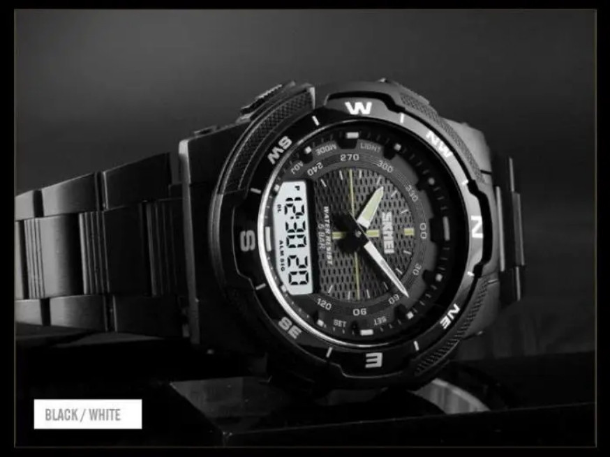 Мужские часы  Skmei 1370 Marshal Черные с белым Винница - изображение 5