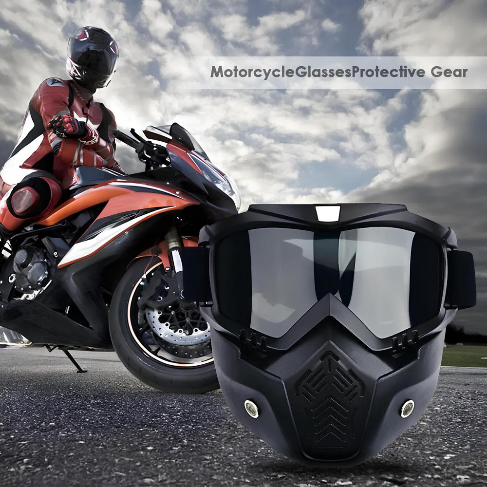 Мотоциклетна маска-окуляри RESTEQ прозора — захисна маска-трансформер для мотоцикла, квадроцикла, велосипеда, лиж та сноуборду Київ - фото 2
