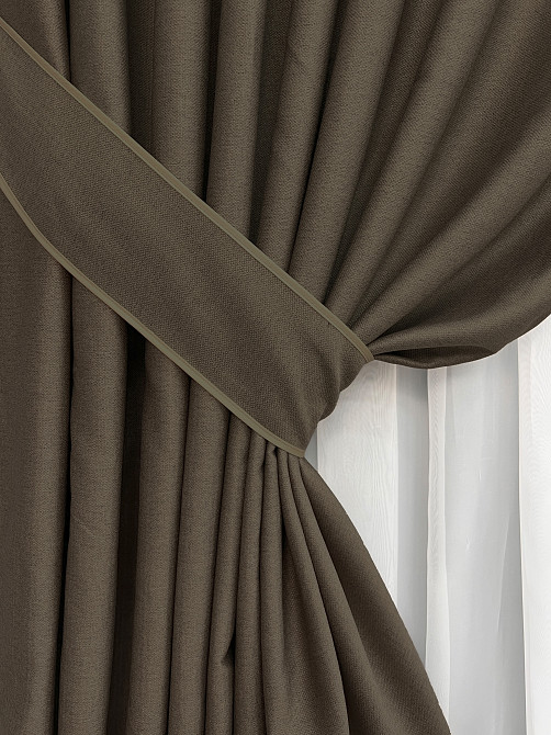 Комплект готових штор VR-Textil Шеніл однотонний № 1591ш Кавовий 150х270 см 2 шт (33-0556) Київ - фото 13