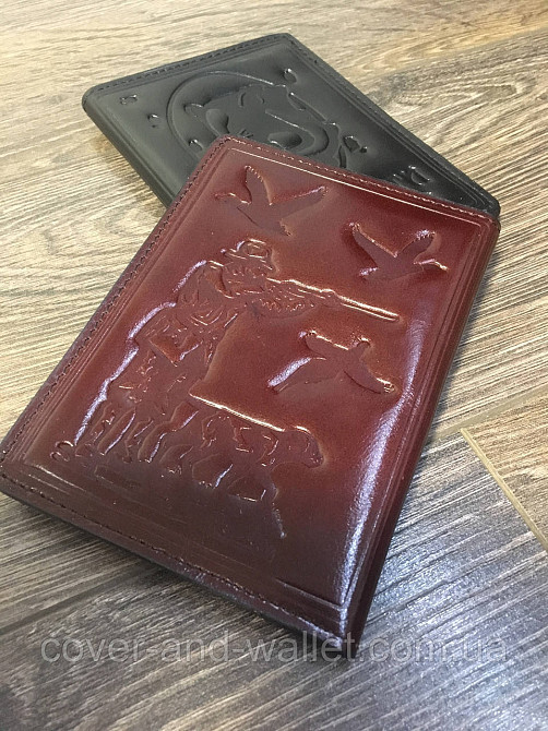 Обкладинка шкіряна на посвідчення мисливця жовта Київ - фото 7