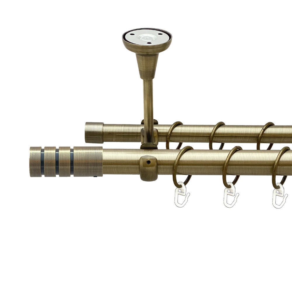 Карниз Orvit Модуло металевий дворядний відкритий до стелі гладка труба кільце металеве Антик 25\19 мм 240 см Львов - изображение 1