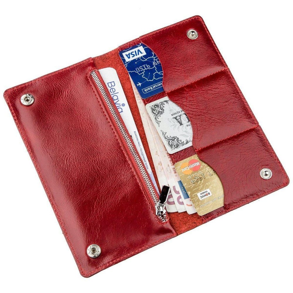 Гаманець жіночий вертикальний зі шкіри Алькор SHVIGEL 16194 Червоний Київ - фото 7