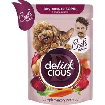 Влажный корм для кошек Delickcious борщ с говядиной 85 г (4820269147027) Винница