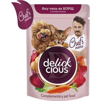 Влажный корм для кошек Delickcious борщ с говядиной 85 г (4820269147027) Винница - изображение 1