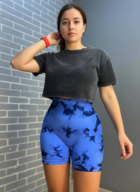 Шорты женские A-N 813 короткие велосипедки вареные мраморные пуш-ап синие, синий, M Киев - изображение 15