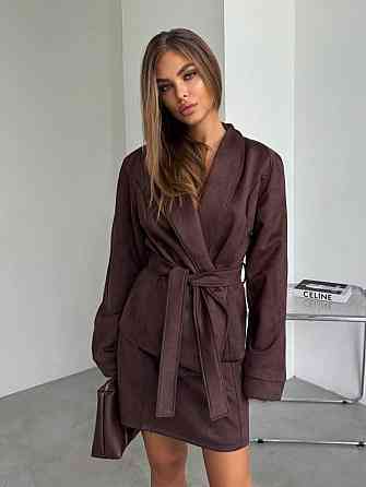 Жіночий стильний романтичний костюм із замші на дайвінгу Шоколад, 42/44 Одеса