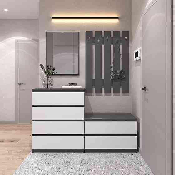 Прихожая VAYS, комплект в прихожую №1 Антрацит-Белый фасад Львов