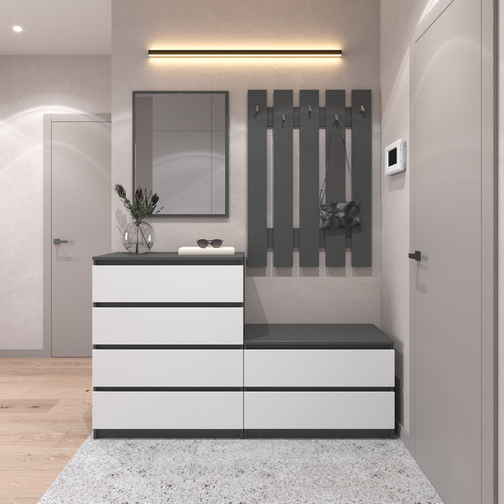 Прихожая VAYS, комплект в прихожую №1 Антрацит-Белый фасад Львов - изображение 1