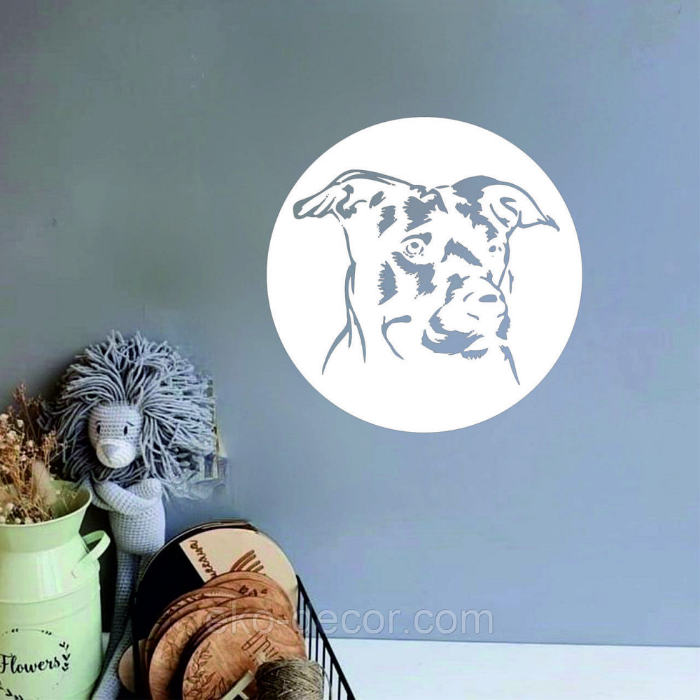 Декоративне настінне Панно «Собака», Декор на стіну 50*50 см, Білий Київ - фото 3