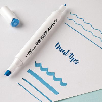 Художественный маркер Arrtx Спиртовые Alp ASM-02BU 24 цвета Синие оттенки (LC302215) Винница - изображение 2