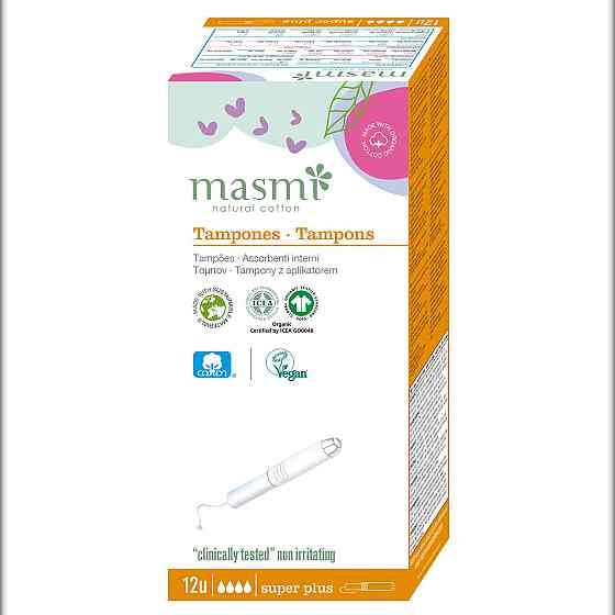 Органічні тампони Super Plus з аплікатором Masmi 12 шт Київ