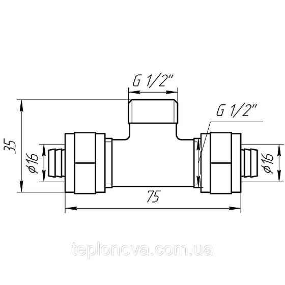 Тройник с наружной резьбой APE 733 L 16x1/2″x16 ITALY Черновцы