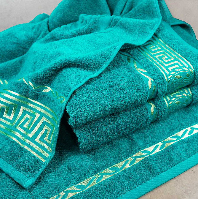 Комплект махровых полотенец 3шт GM Textile 50х90см, 50х90см, 70х140см Caesar 450г/м2 (Бирюзовый) Сумы - изображение 2