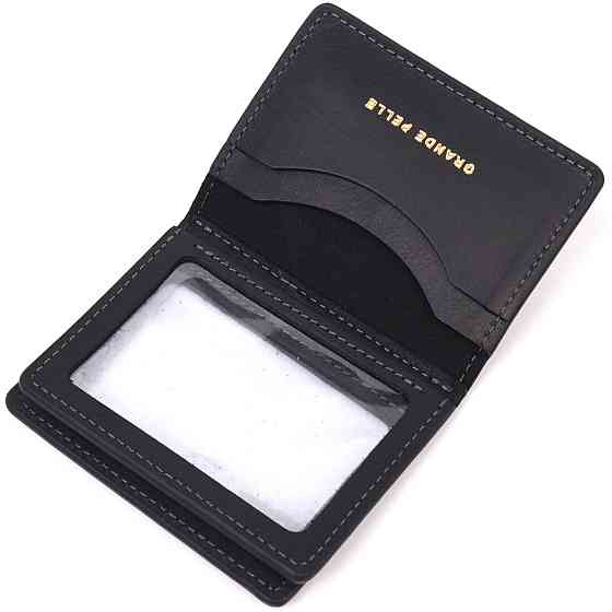 Вместительная обложка на автодокументы в винтажной коже Украина GRANDE PELLE 16709 Черная Киев