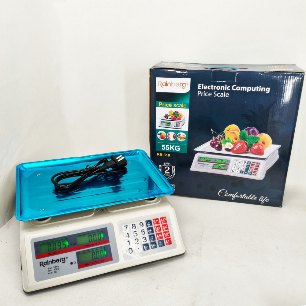 Весы электронные торговые весы до 55 кг Rainberg RB-310 55кг, Весы для продуктов для склада JP-41 Львов - изображение 3