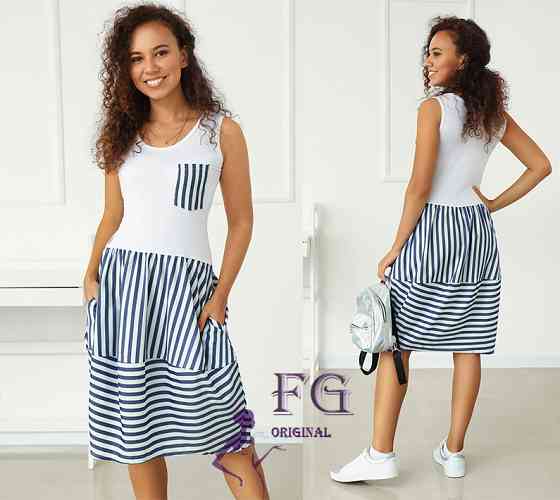 Плаття літнє у смужку "Laura" оптом | Норма і батал | Розпродаж моделі 42 Київ