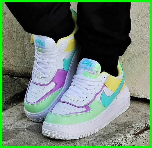 Кросівки Nike Force Білі Жіночі Квітн Шкіряні Найк Форси Shadow Різнобарвні (розміри: 36,37,38,39,40) Відео Огляд — 2 Дніпро - фото 4