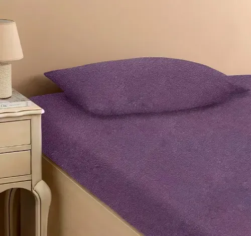 Digital Фиолетовая Простынь махровая на резинке с наволочками Anisa (220х240+30 см) Київ - фото 4