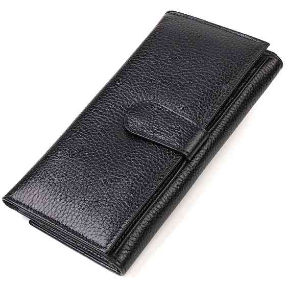 Унікальне портмоне унісекс з натуральної дрібнозернистої шкіри CANPELLINI 21856 Чорне Київ