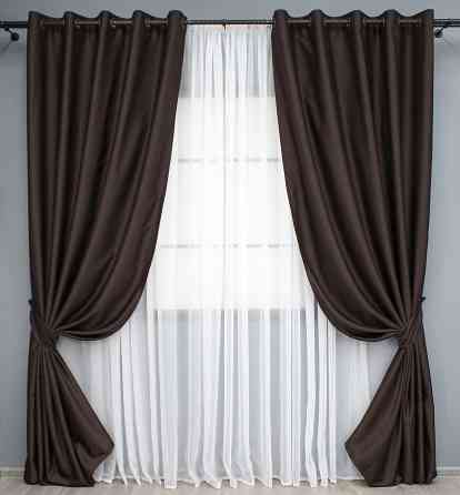 Комплект штор на люверсах VR-Textil Midnight № 1678ш 150х270 см 2 шт Венге (37-0218) Київ