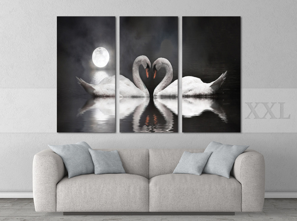 Модульна картина Лебеді Місяць Art-128_XXL Київ - фото 2