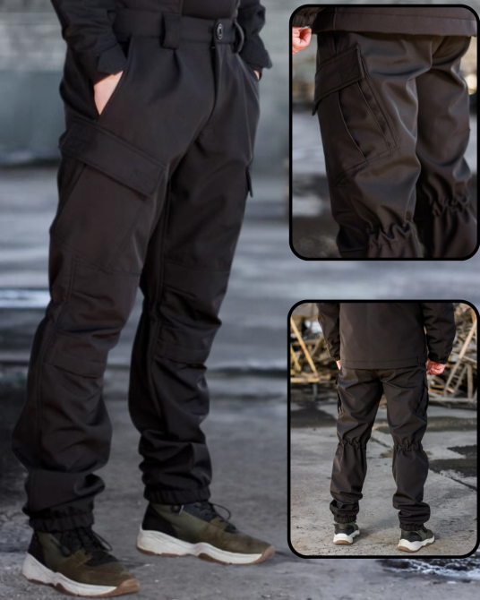 Военные зимние мужские брюки черные Soft Shell на флисе тактические зимние брюки все размеры XXXL WAR Львов - изображение 1