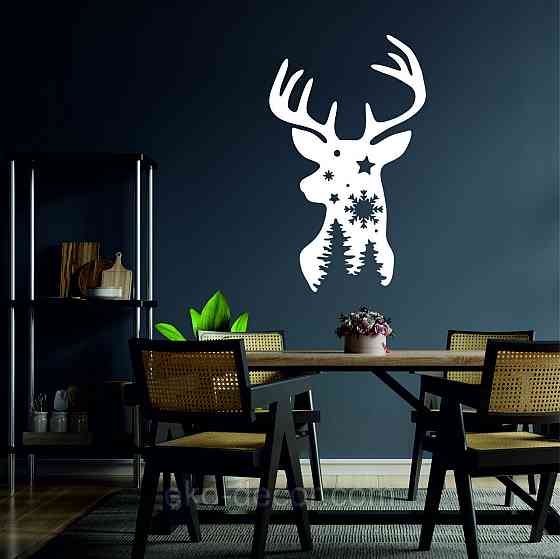 Декоративное настенное Панно «Олень», Декор на стену 90*54 см, Белый Киев