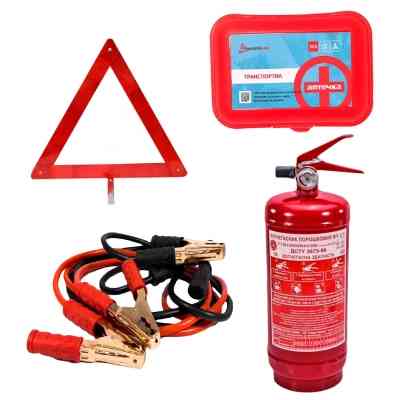 Набір техдопомоги Poputchik з вогнегасником ВП-2 "ВОЛЬТ" (ВП-2+Знак+Аптечка+Дроти) (33-033-IS) Вінниця