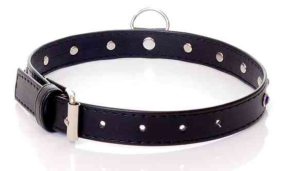 Нашийник зі штучної шкіри з кристалами Fetish Boss Series - Collar Navy Blue Crystal, BS3300118 Sex Aura Київ