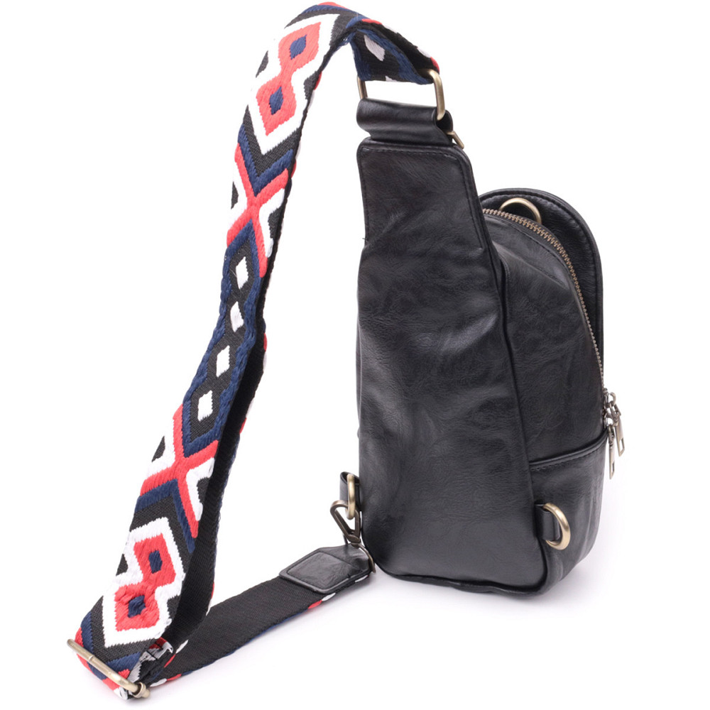 Жіночий слінг сумка через плече з екошкіри Vintage sale_15117 Чорний Київ - фото 2