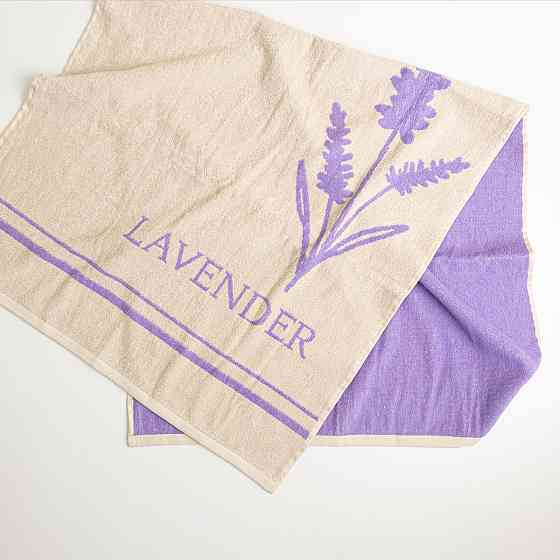 Полотенце для рук и лица махровое двустороннее Лаванда GM Textile 40х70см 400г/м2 (Лавандовый Бежевый) Сумы