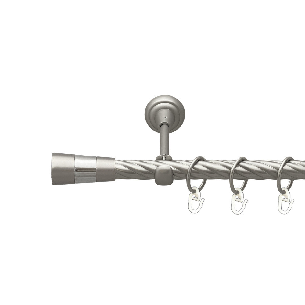 Карниз Orvit Валео металевий однорядний відкритий скручена труба кільце металеве Сатин 19 мм 200 см Львов - изображение 1