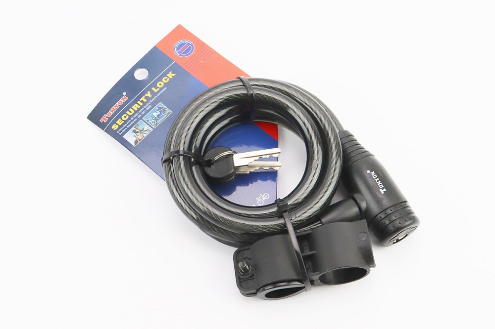 Замок протиугінний тросовий 1500х12мм під ключ, кріплення за трубу сидіння, TY536 Київ - фото 1