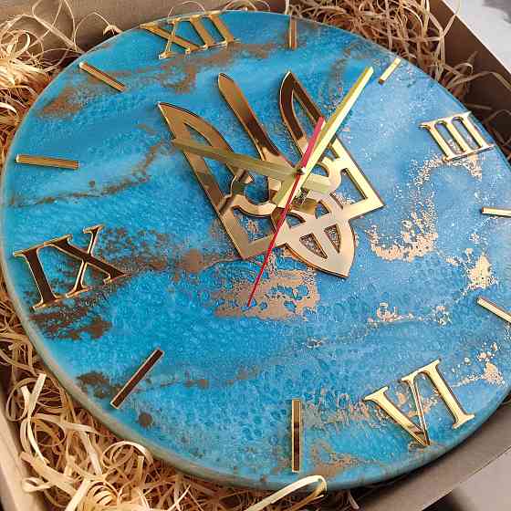 Часы настенные 40 см из эпоксидной смолы ручной работы Днепр