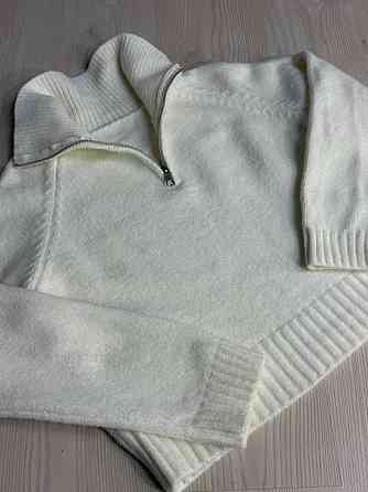 Светр жіночий A-N 1780 з коміром на блискавці оверсайз one size, молочний, one size Київ