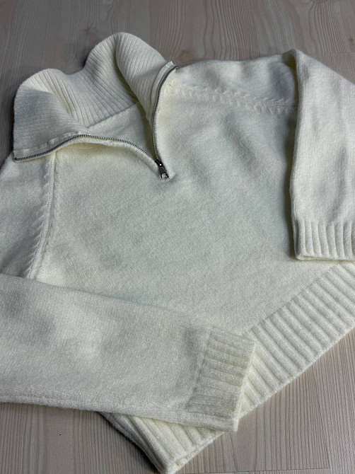 Светр жіночий A-N 1780 з коміром на блискавці оверсайз one size, молочний, one size Київ - фото 2