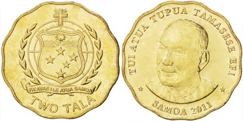Самоа 2 тала 2011 г. UNC Алюминиевая бронза Полтава - изображение 1