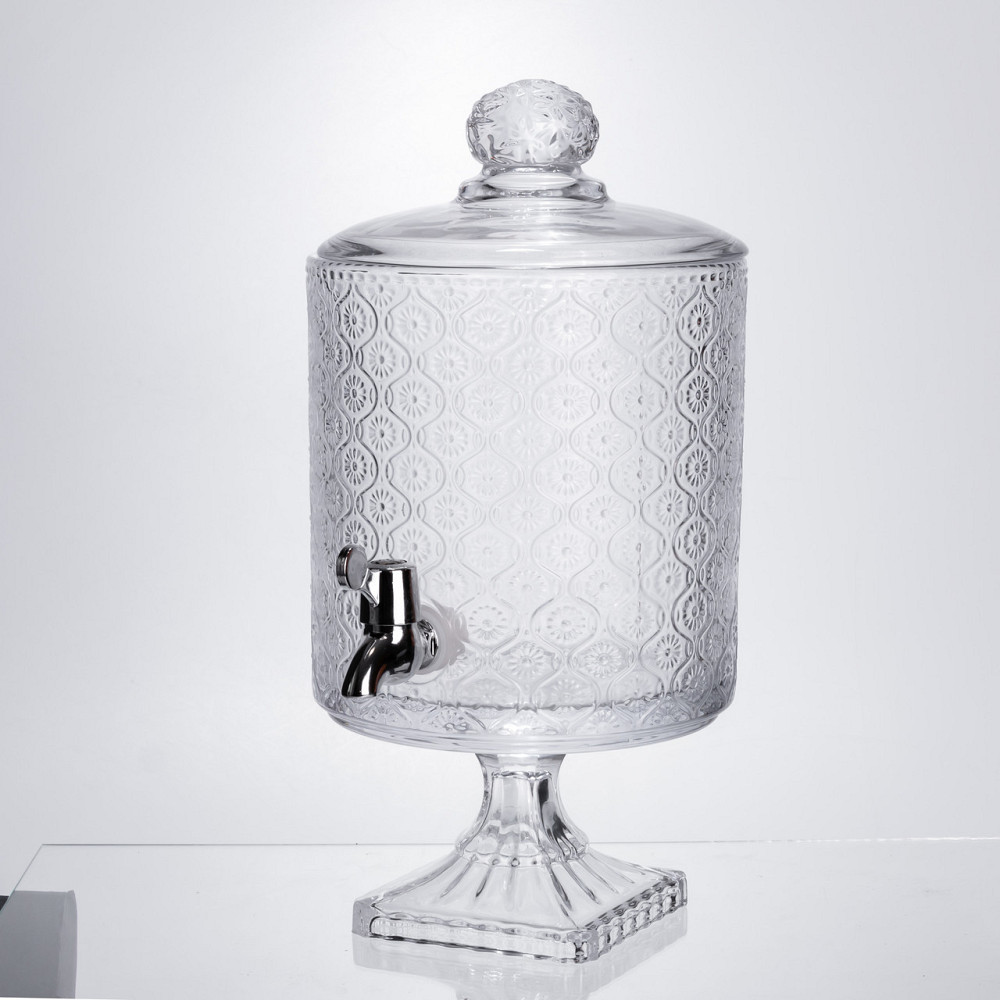 Yiwu Лимонадниця з краном на підставці скляна 4.5 л лимонадник 39 см прозорий HP-19-3045-7 Коломыя - изображение 1