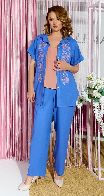 Літній брючний костюм із вишивкою Київ - фото 1