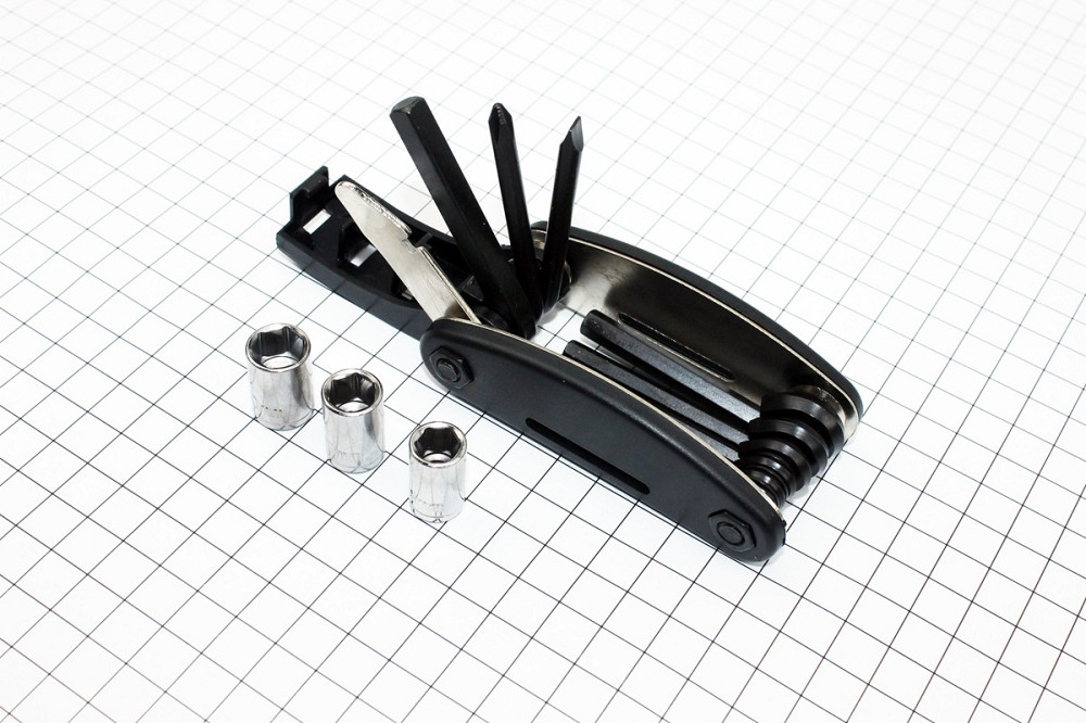 Ключ-набір 13 предметів (шестигранники 2,2.5,3,4,5,6 мм, відкидний спицевий ключ, викрутки пряма та фігурна, головки 8,9,10 мм, лопатка), KL-9801 Київ - фото 3