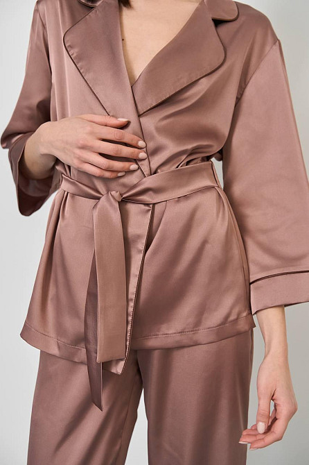 Піжама жіноча шовкова зі штанами Шоколадный ч/к XL/2XL Харків - фото 4