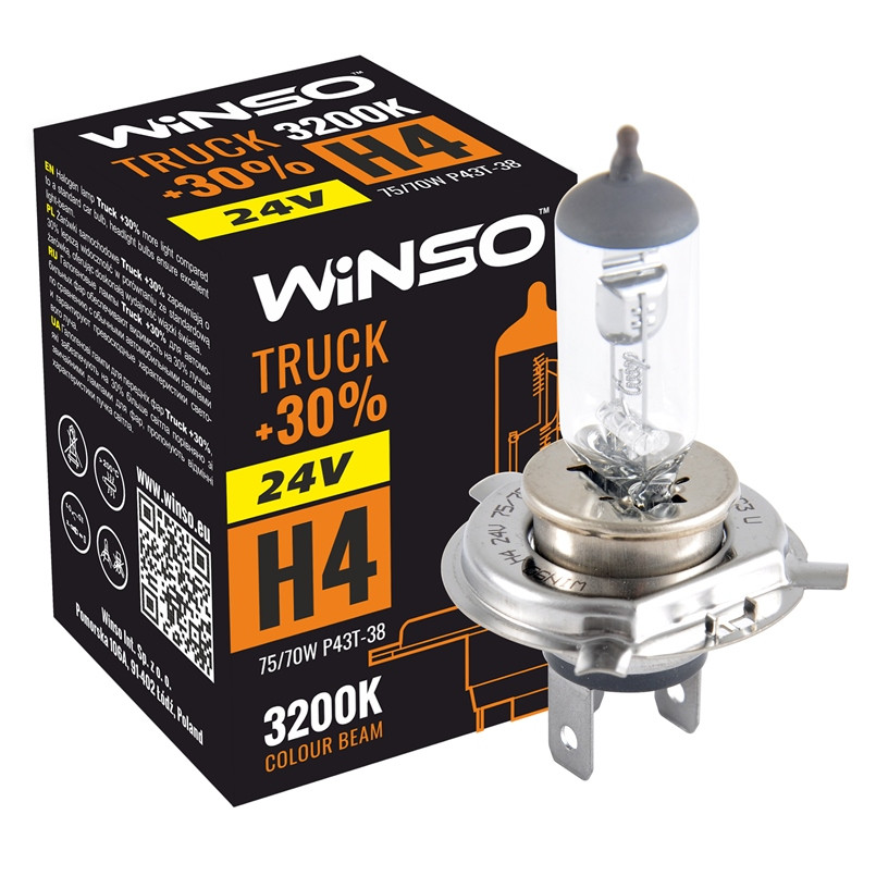 Галогенова лампа Winso H4 24V 75/70W P43t-38 TRUCK +30% Львів - фото 1