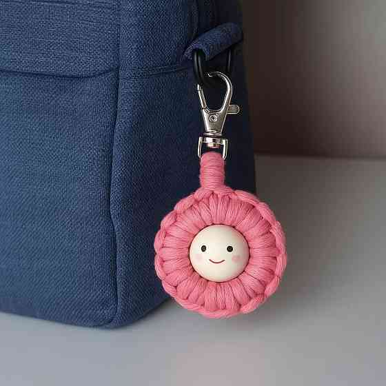 Набір макраме для рукоділля для ручної пряжі брелока для ключів або аксесуарів 10х5см, рожевий Кам'янець-Подільський