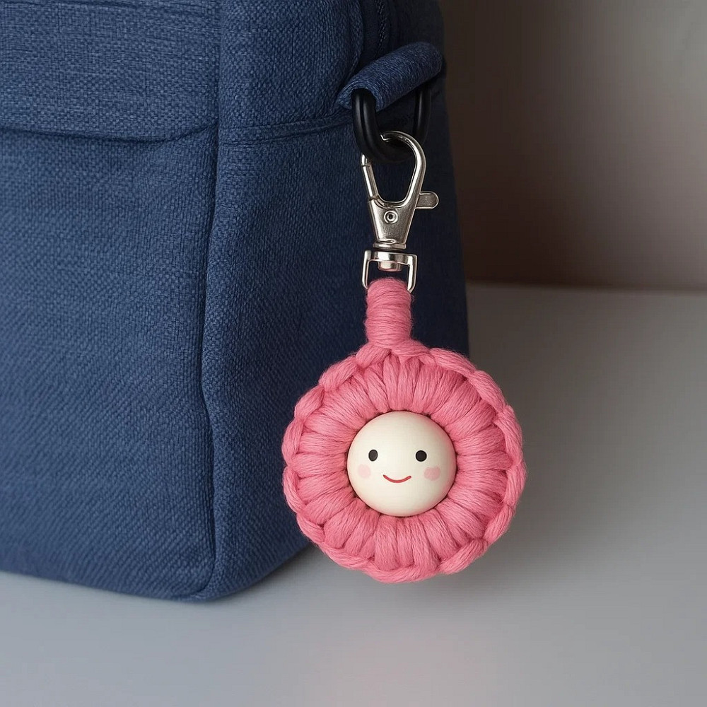 Набор макраме для рукоделия для ручной пряжи брелока для ключей или аксессуаров 10х5см,розовый Каменец-Подольский - изображение 4