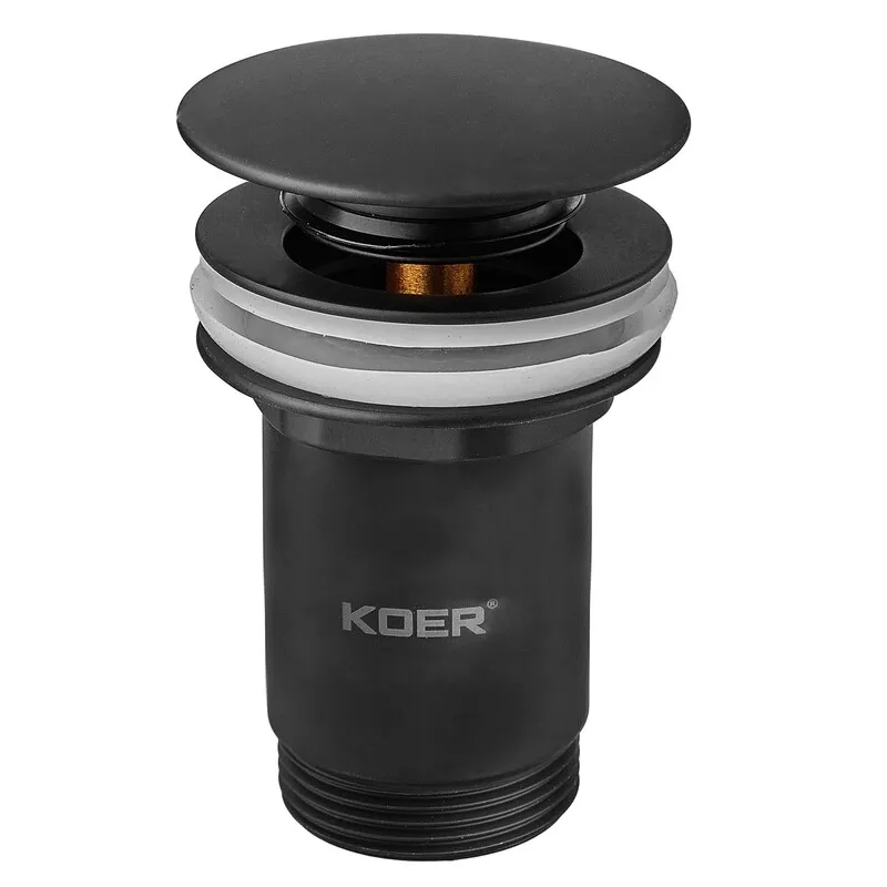 Донный клапан для раковины Koer PW-08-05 1 1/4'' без перелива автоматический СLICK-СLACK (Цвет черный) (KR5789) Киев - изображение 1